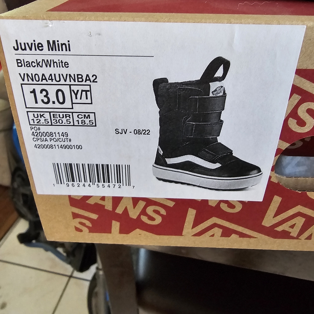 Vans Juvie Mini Black and White Snow Boots